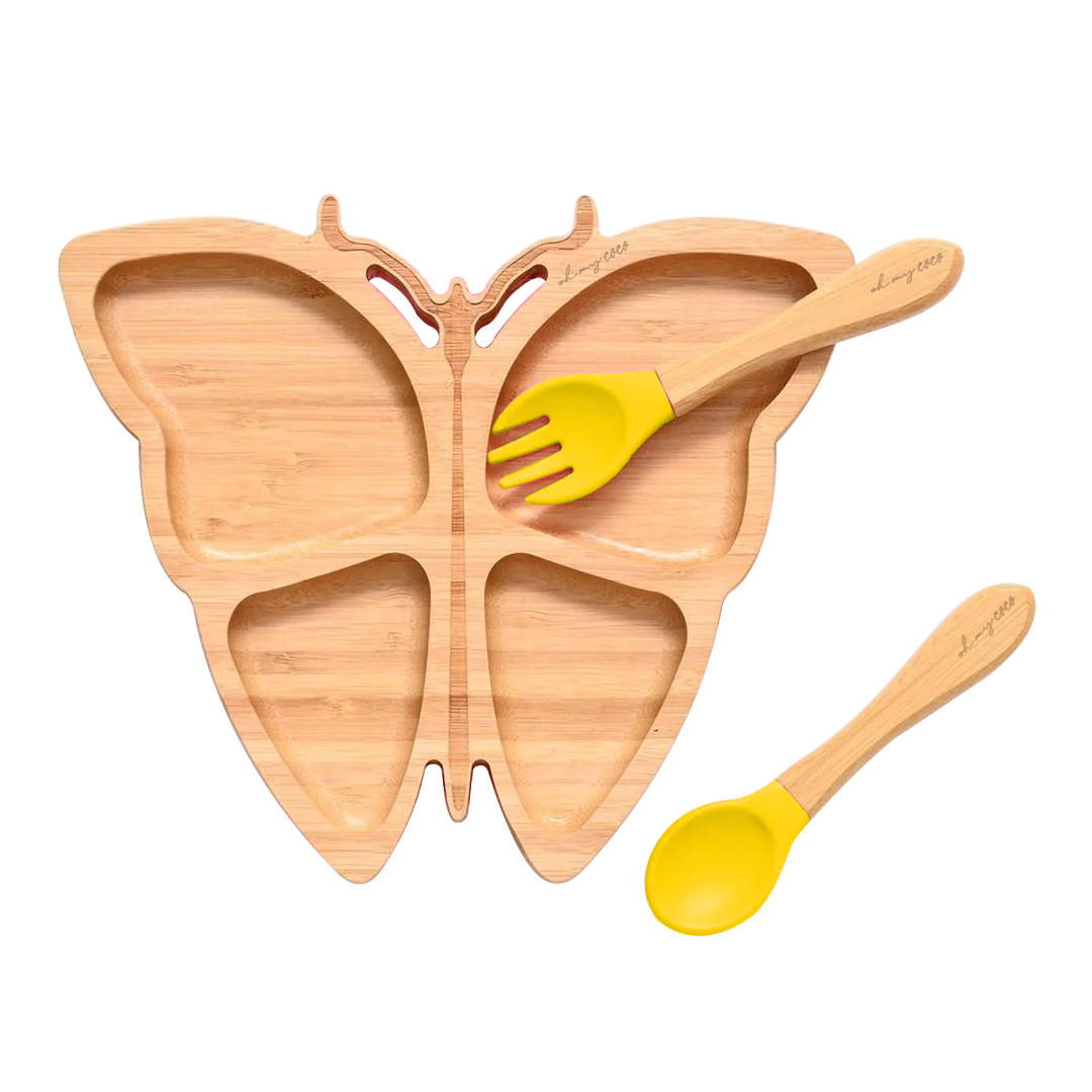 Kit Mariposa de bambú con cuchara y tenedor