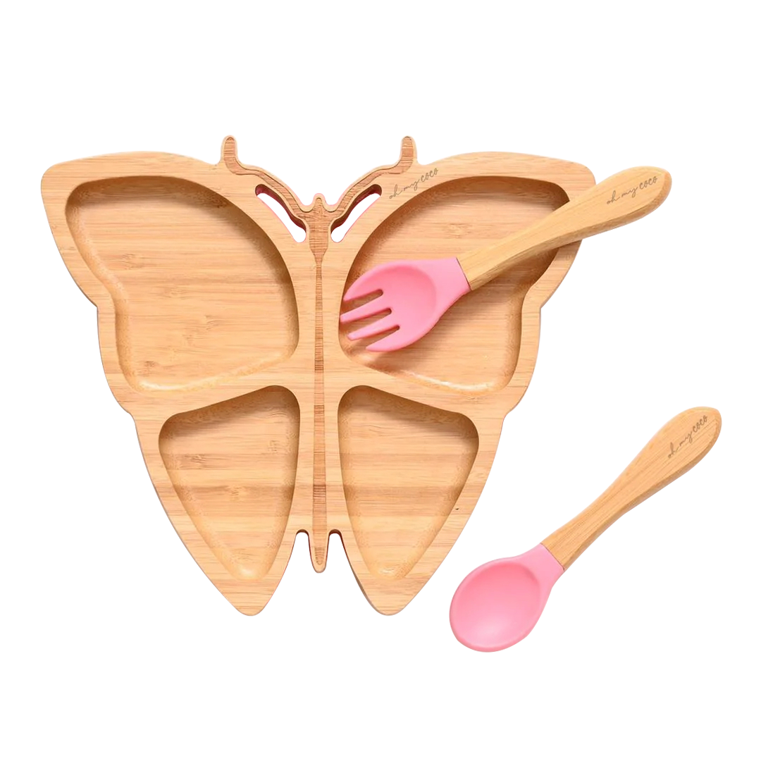 Kit Mariposa de bambú con cuchara y tenedor