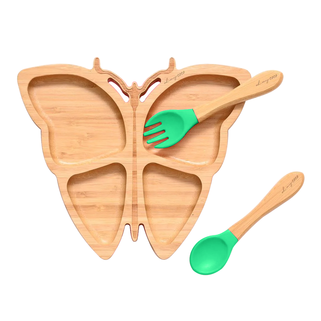 Kit Mariposa de bambú con cuchara y tenedor