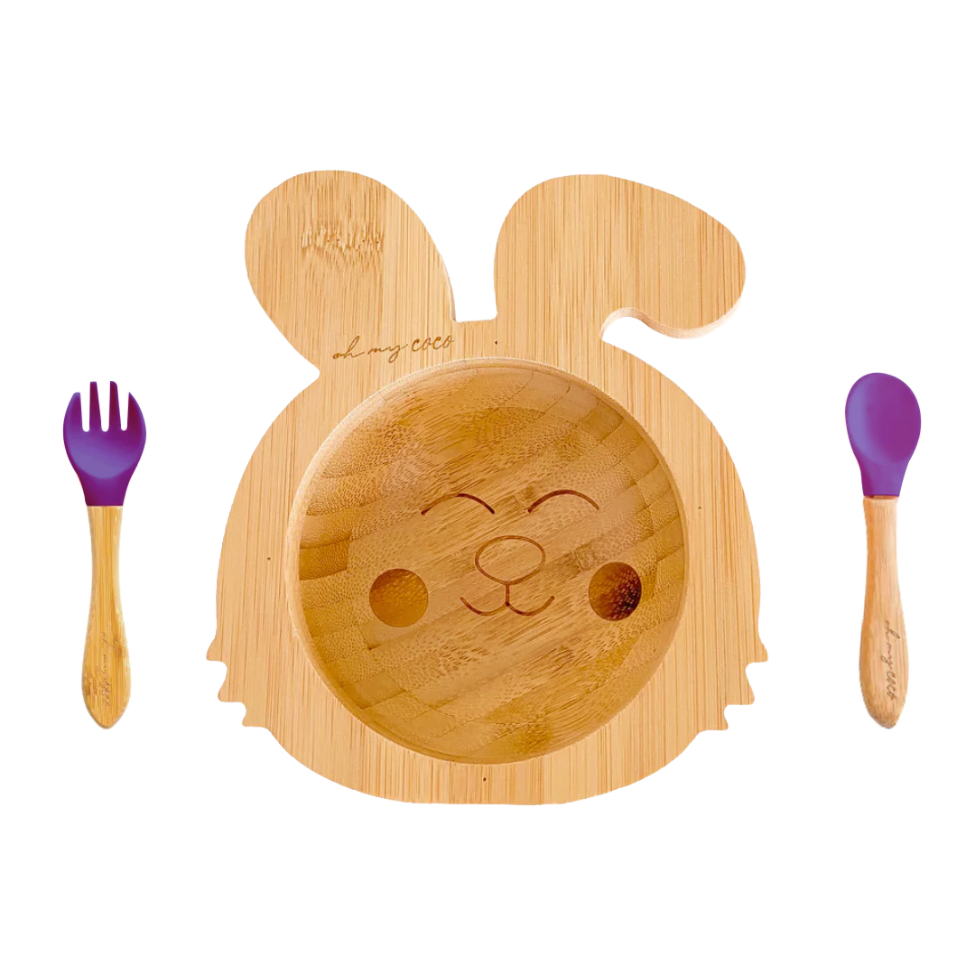 PREVENTA Kit Conejo bowl de bambú con cuchara y tenedor