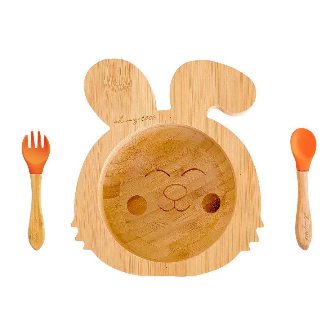 Kit Conejo bowl de bambú con cuchara y tenedor