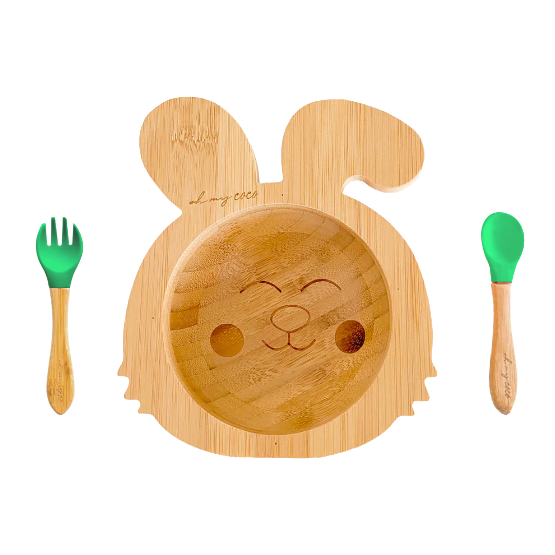 PREVENTA Kit Conejo bowl de bambú con cuchara y tenedor